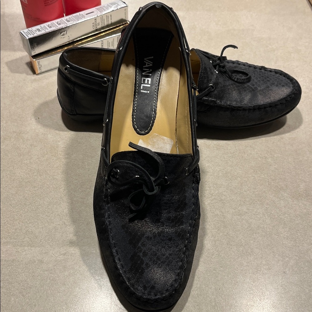 Vaneli Textured Black Women’s Slip-On Loafers